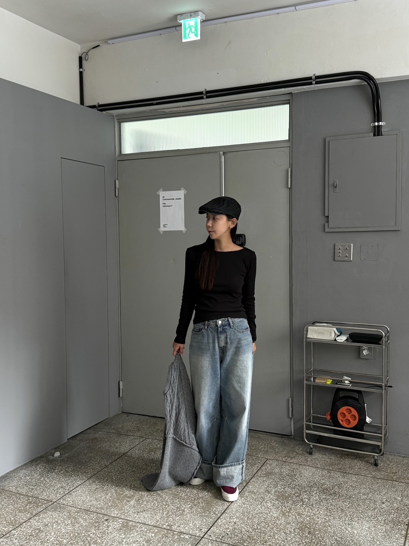 SUNDER MARKET韓國直郵女裝新品24秋冬熱賣休閑真品長袖T恤SUNDER MARKET長袖T恤