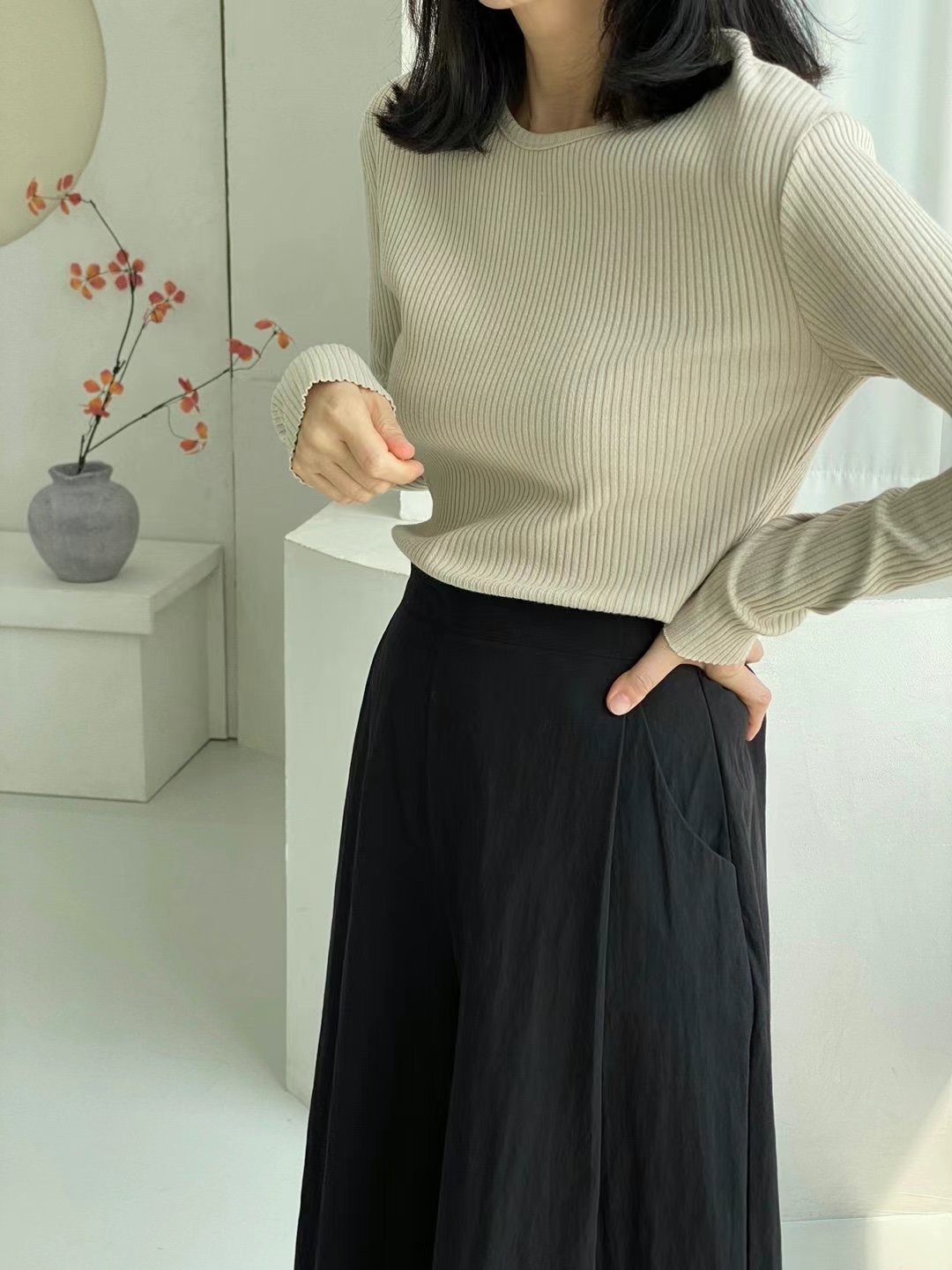 1mm韓國直郵東大門代購女裝新品真品24秋冬職業人氣針織衫1mm針織衫圖色3
