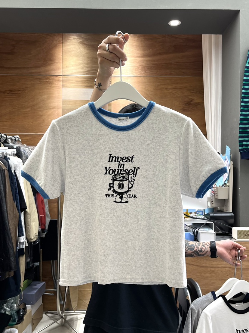 BEAMING SEOUL韓國直郵東大門代購女裝新品推薦時尚T恤天鵝絨BEAMING SEOULT恤圖色2