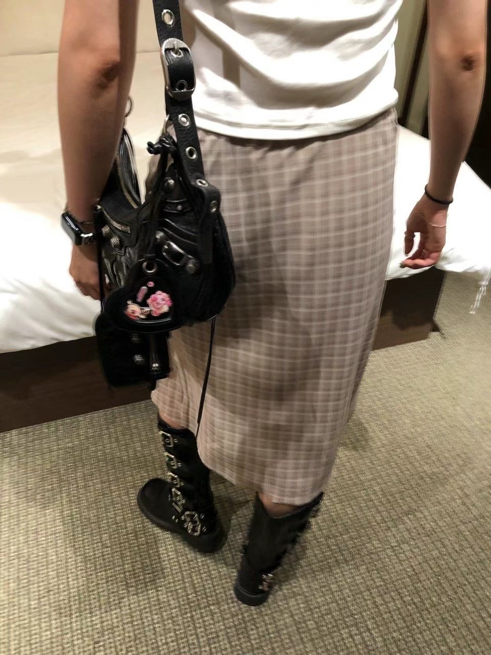 VIVID韓國直郵東大門實拍女裝新品人氣職業半身裙中短裙格紋VIVID半身裙/中短裙