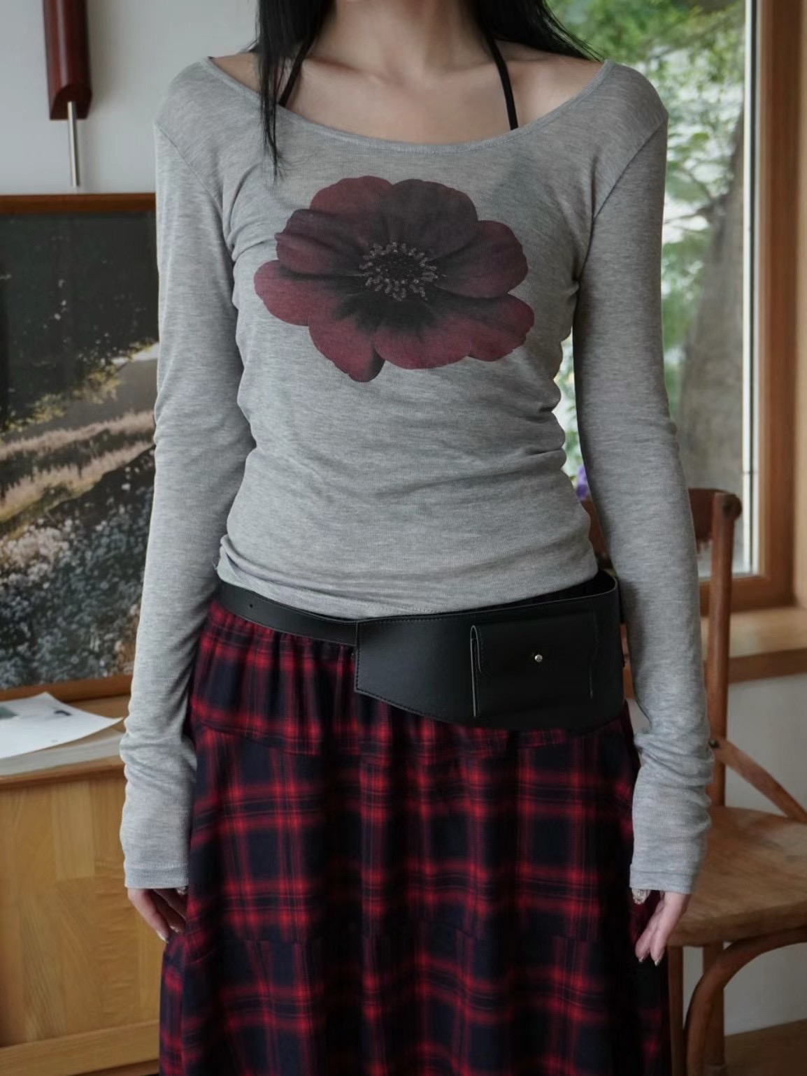 O-RI直郵韓國代購女裝新款推薦時尚職業真品休閑熱賣長袖T恤O-RI長袖T恤圖色2
