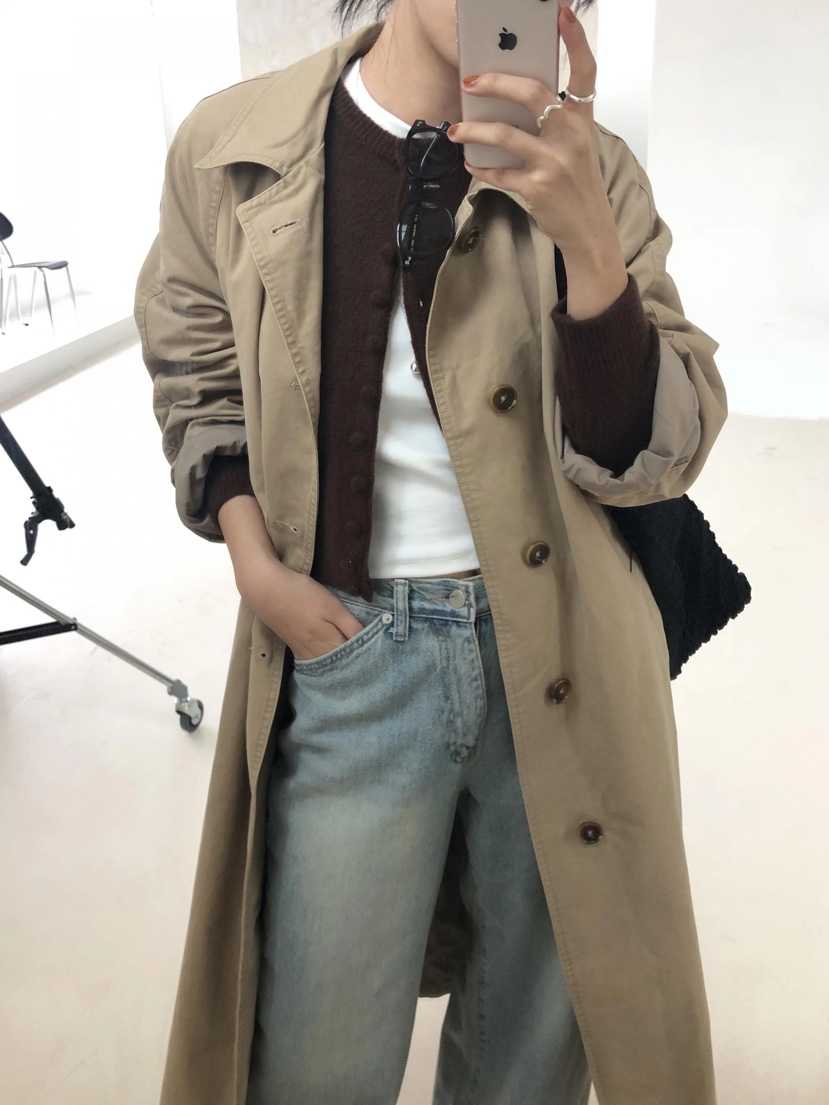 CURVY韓國直郵東大門實拍女裝新品職業時尚推薦真品長款風衣CURVY長款風衣