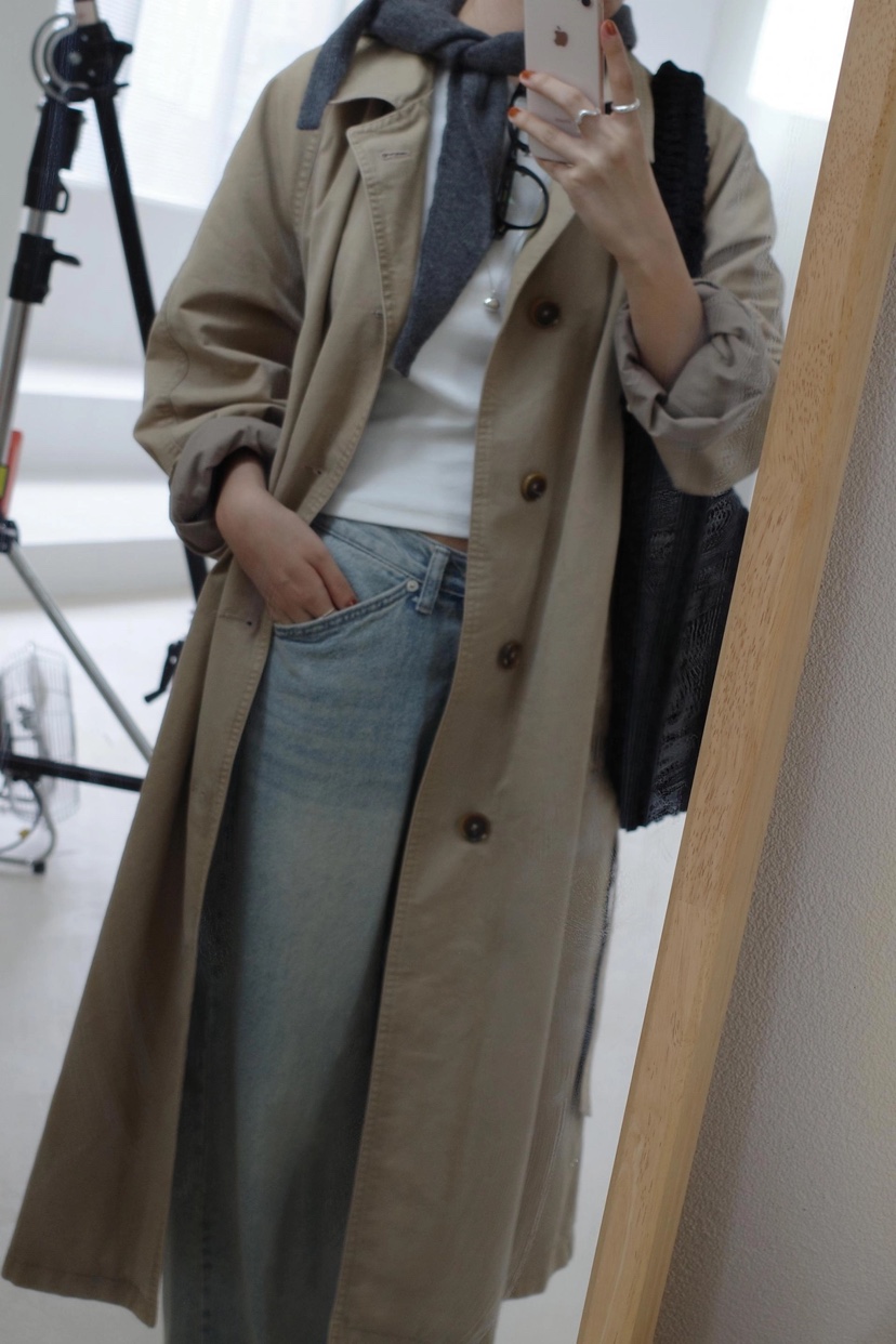 CURVY韓國直郵東大門實拍女裝新品職業時尚推薦真品長款風衣CURVY長款風衣