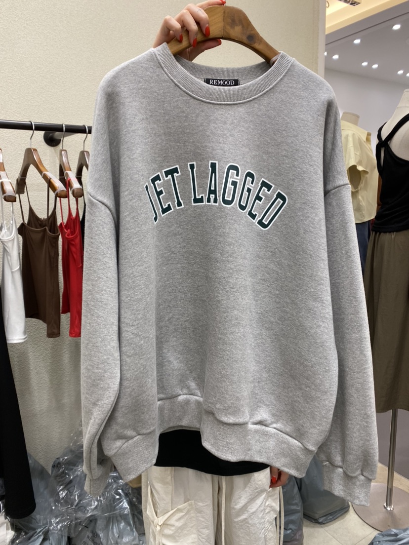 REMOOD韓國直郵東大門實拍女裝新品人氣職業24秋冬時尚衛衣FRENCH DOOR衛衣圖色2