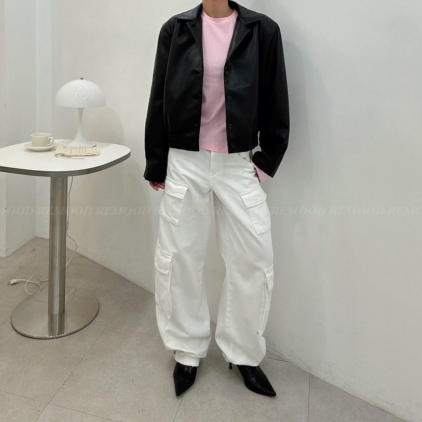 REMOOD直郵韓國代購女裝新品人氣時尚熱賣真品職業皮衣皮革FRENCH DOOR皮衣