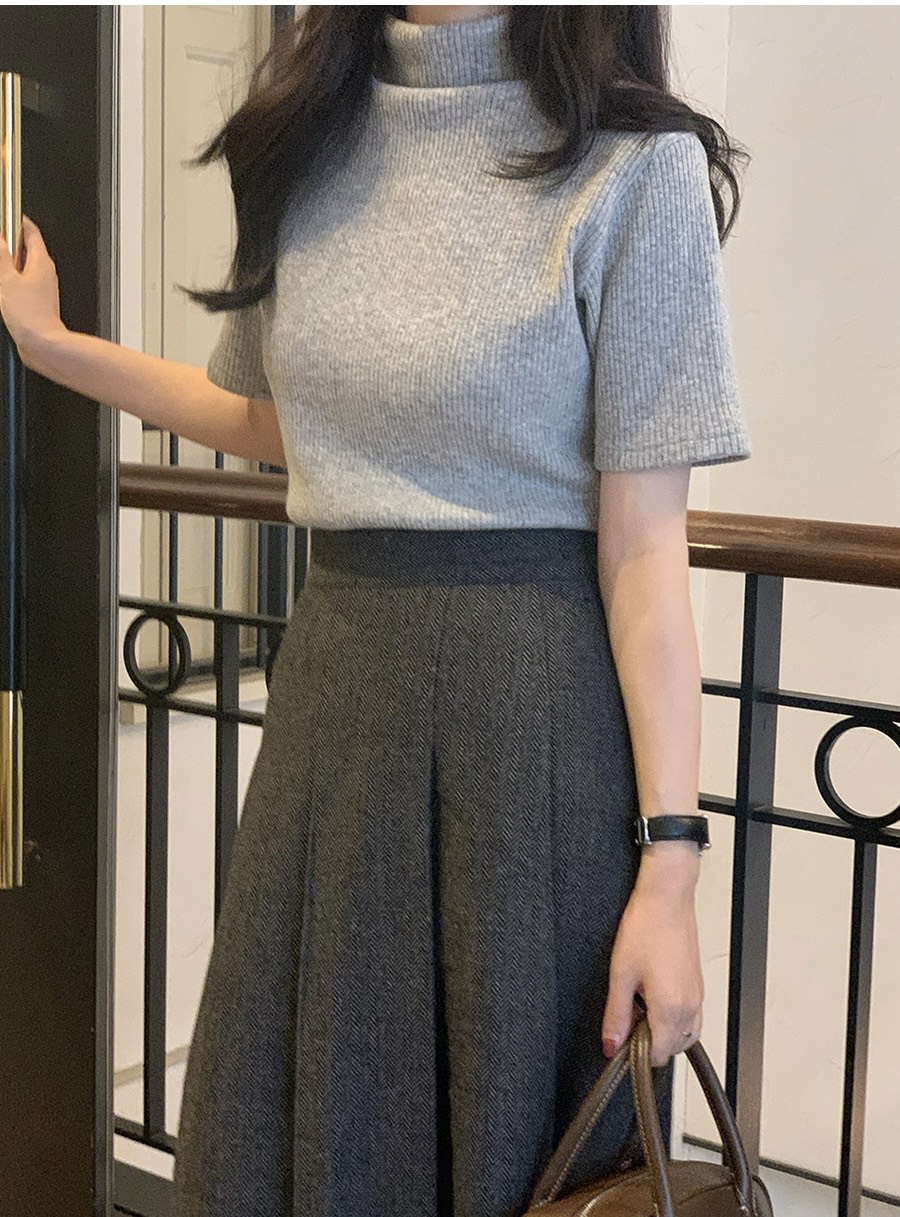FRILL-T韓國直郵女裝新款時尚職業休閑24秋冬長裙人字紋FRILL-T長裙
