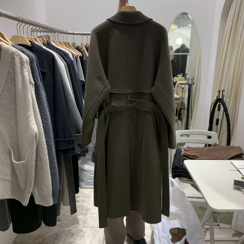 MAJDAN韓國直郵東大門代購女裝新品熱賣24秋冬中長款大衣含腰繩MAJDAN中長款大衣