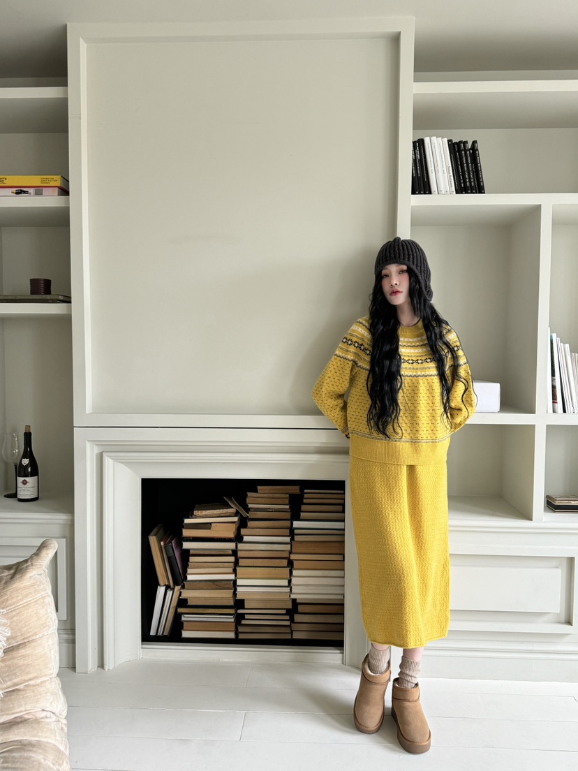 MAISON DE GLORY直郵韓國代購女裝新品24秋冬連衣裙羊毛長款MAISON DE GLORY連衣裙
