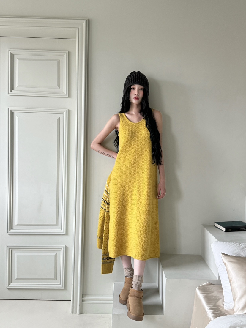 MAISON DE GLORY直郵韓國代購女裝新品24秋冬連衣裙羊毛長款MAISON DE GLORY連衣裙