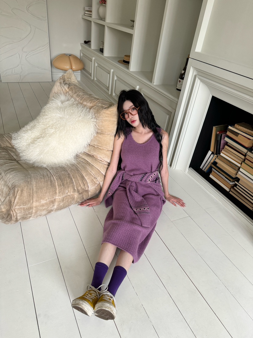 MAISON DE GLORY直郵韓國代購女裝新品24秋冬連衣裙羊毛長款MAISON DE GLORY連衣裙