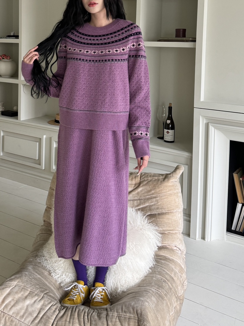 MAISON DE GLORY直郵韓國代購女裝新品24秋冬連衣裙羊毛長款MAISON DE GLORY連衣裙