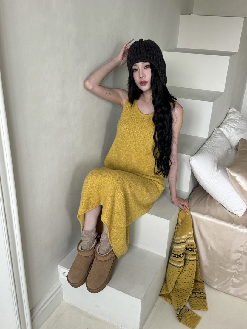 MAISON DE GLORY直郵韓國代購女裝新品24秋冬連衣裙羊毛長款MAISON DE GLORY連衣裙
