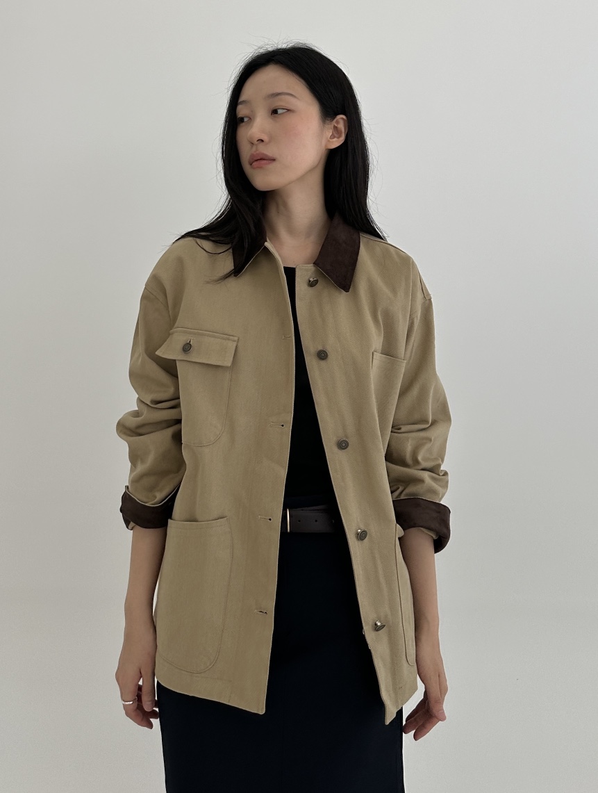 A.VER直郵韓國代購女裝新款人氣職業推薦24秋冬夾克麂皮A.VER夾克
