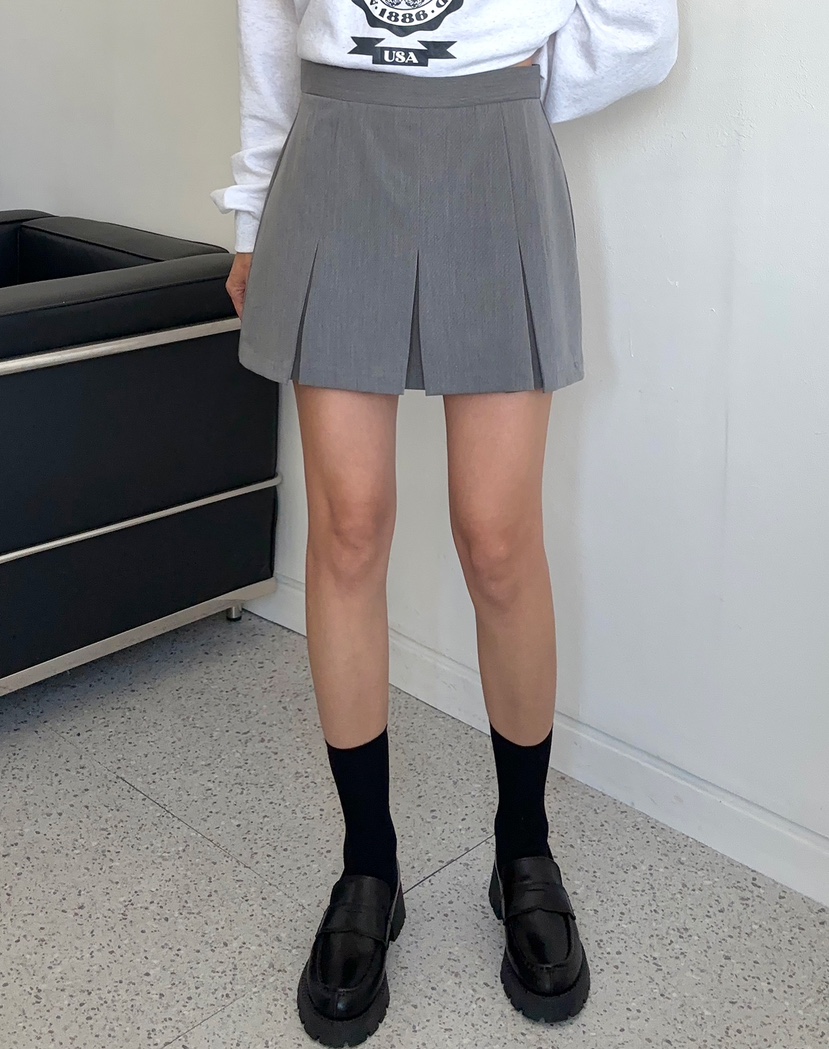 MARRON直郵韓國代購女裝新款推薦人氣熱賣24秋冬短裙百褶PIN-UP短裙