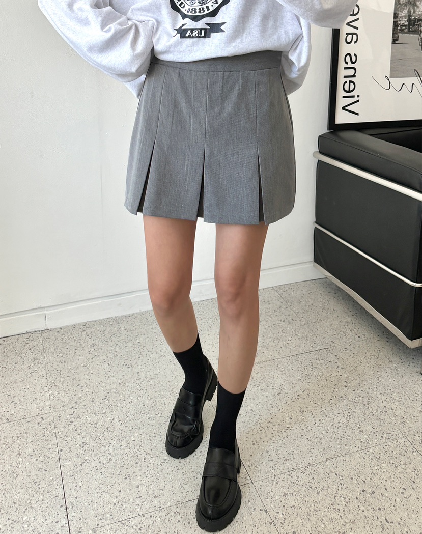 MARRON直郵韓國代購女裝新款推薦人氣熱賣24秋冬短裙百褶PIN-UP短裙