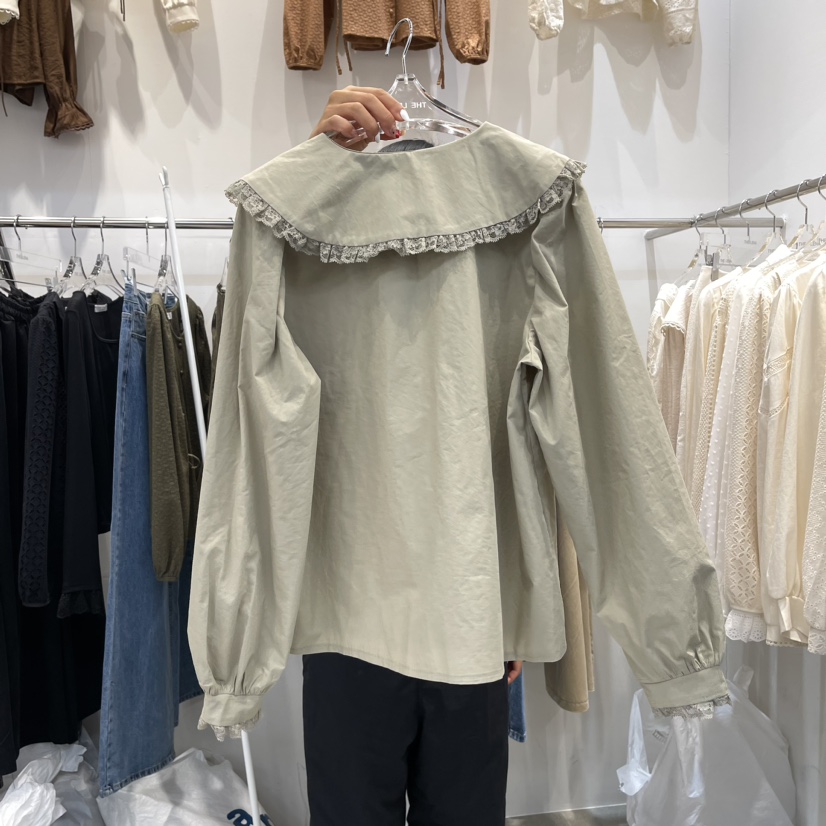 THE LENA直郵韓國代購女裝新款24秋冬推薦熱賣襯衫蕾絲衫NWEOL襯衫/蕾絲衫