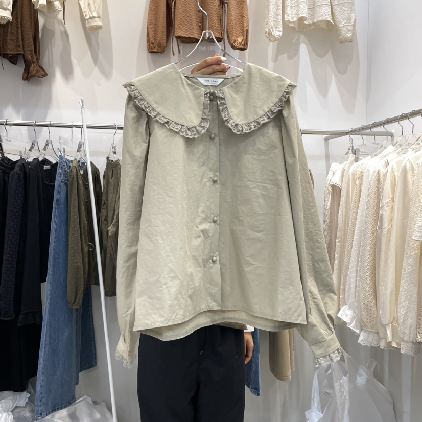 THE LENA直郵韓國代購女裝新款24秋冬推薦熱賣襯衫蕾絲衫NWEOL襯衫/蕾絲衫圖色1
