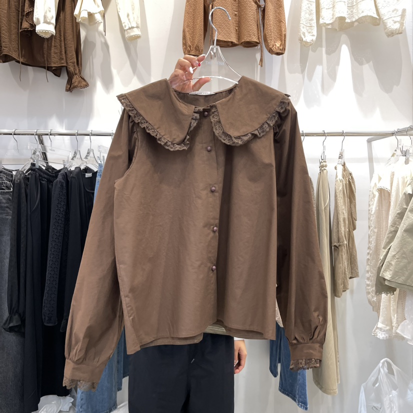 THE LENA直郵韓國代購女裝新款24秋冬推薦熱賣襯衫蕾絲衫NWEOL襯衫/蕾絲衫圖色2