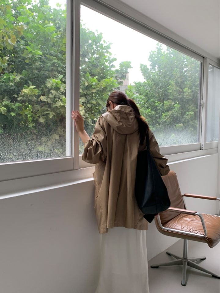 LA MUETTE/JAMIESTONE韓國直郵東大門代購女裝新品真品中長款大衣兜帽FLAT GARDEN/LA MUETTE/JAMIESTONE中長款大衣