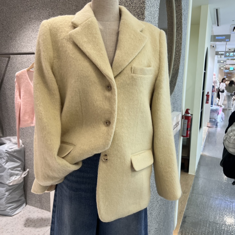 Addicted直郵韓國代購女裝新品熱賣時尚24秋冬夾克羊駝毛ADDICTED夾克