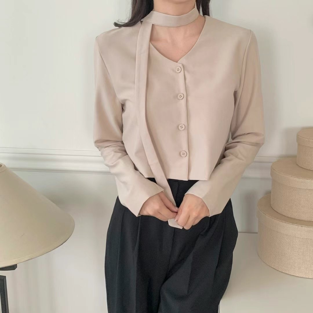 JAYDOC直郵韓國代購女裝新款真品職業時尚休閑針織衫含脖帶JAYDOC針織衫