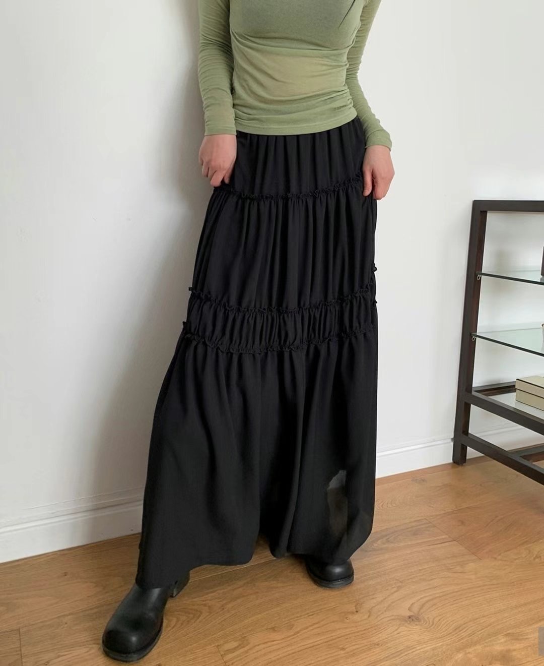 WHERELL韓國直郵女裝新品人氣休閑真品時尚24秋冬熱賣長裙FORUS長裙圖色2