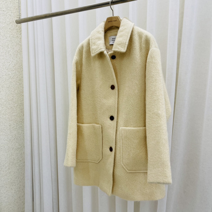 Match Studio韓國直郵東大門實拍女裝新品24秋冬短款大衣馬海毛Match Studio短款大衣