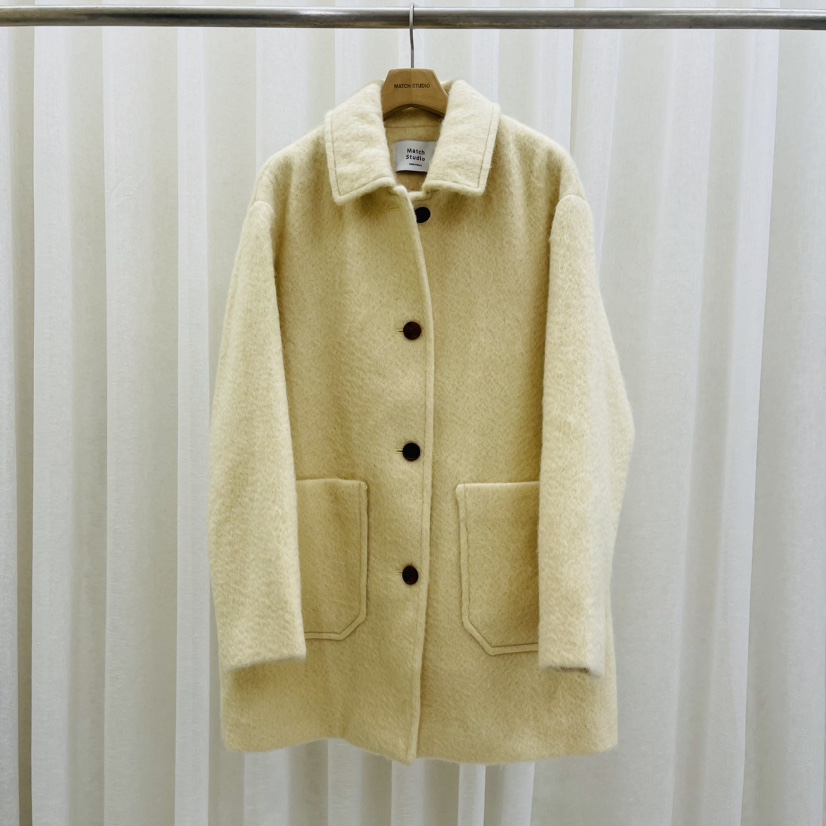 Match Studio韓國直郵東大門實拍女裝新品24秋冬短款大衣馬海毛Match Studio短款大衣圖色2