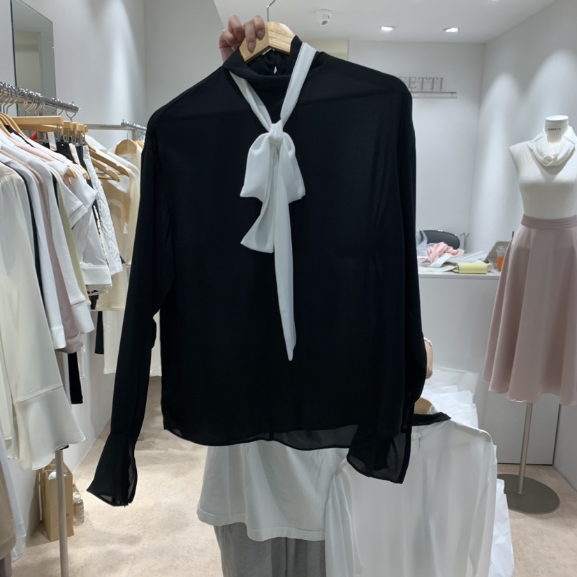 PLAYLIST韓國直郵東大門代購女裝新款推薦襯衫蕾絲衫含領帶confetti襯衫/蕾絲衫圖色2