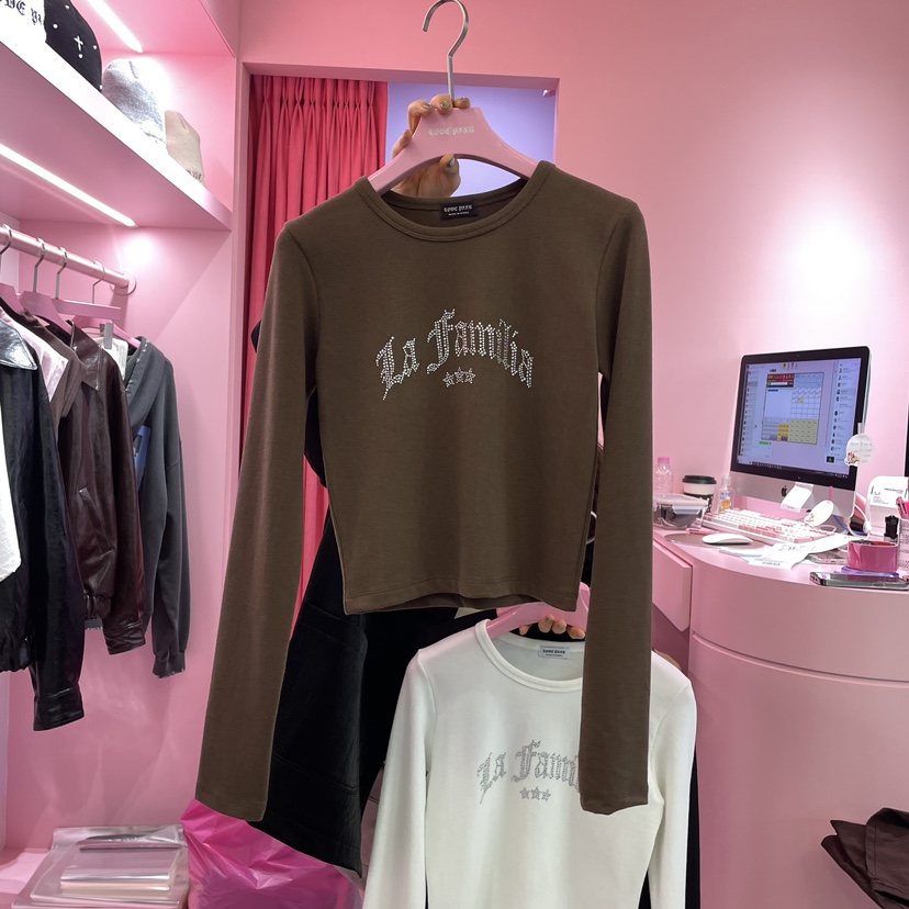 LOVE PINK直郵韓國代購女裝新品真品24秋冬職業推薦長袖T恤LOVE PINK長袖T恤圖色2