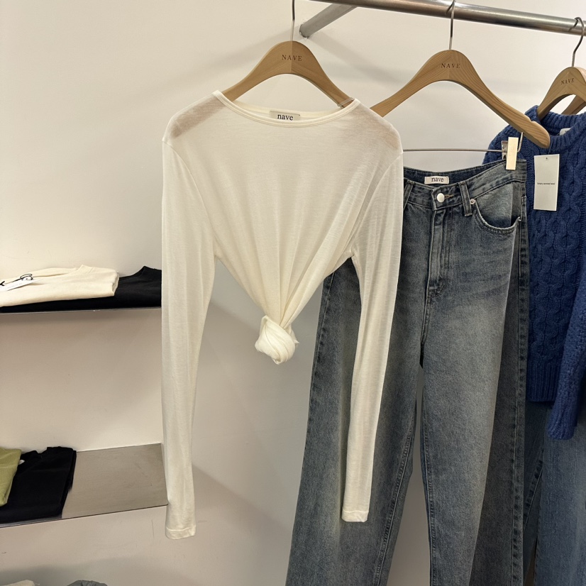 NAVE直郵韓國代購女裝新款休閑時尚熱賣真品推薦24秋冬長袖T恤NAVE長袖T恤圖色4