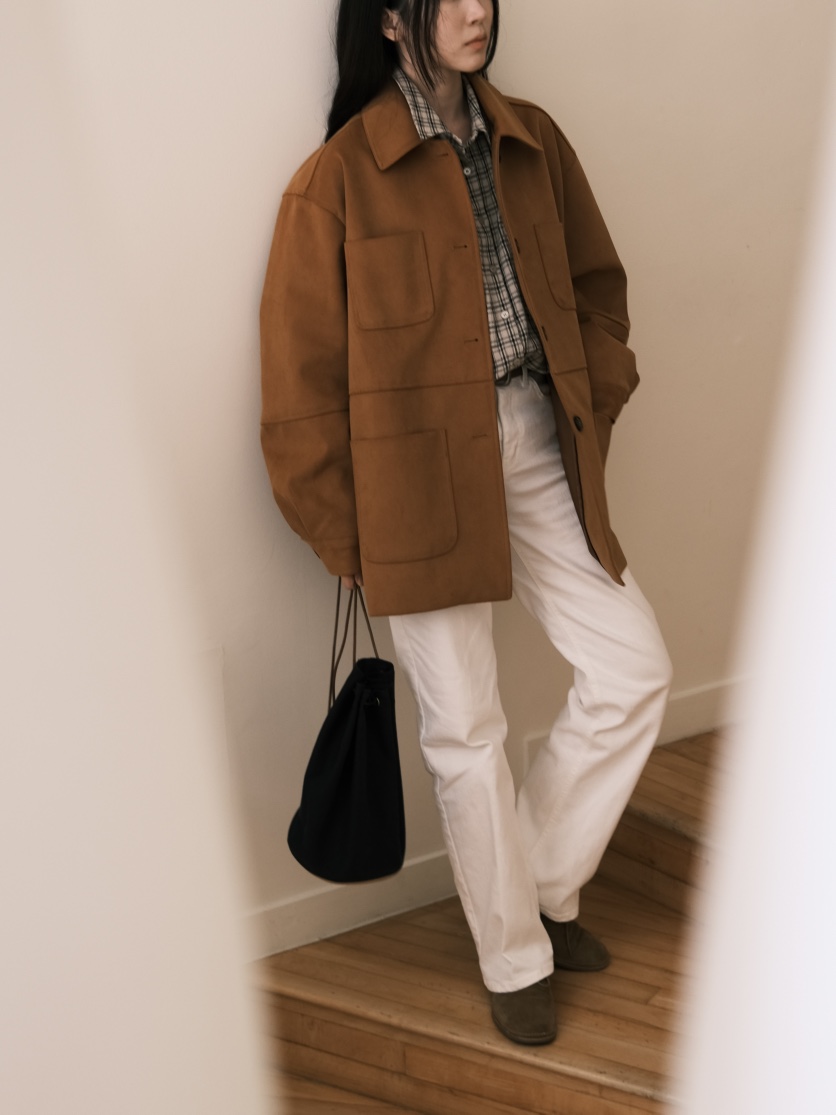 SPREAD直郵韓國代購女裝新款推薦熱賣人氣真品短款大衣絨面革FURE短款大衣