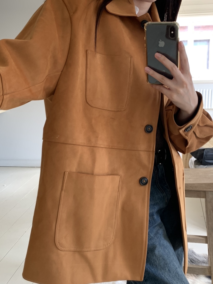 SPREAD直郵韓國代購女裝新款推薦熱賣人氣真品短款大衣絨面革FURE短款大衣