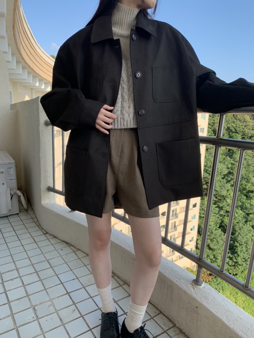 SPREAD直郵韓國代購女裝新款推薦熱賣人氣真品短款大衣絨面革FURE短款大衣