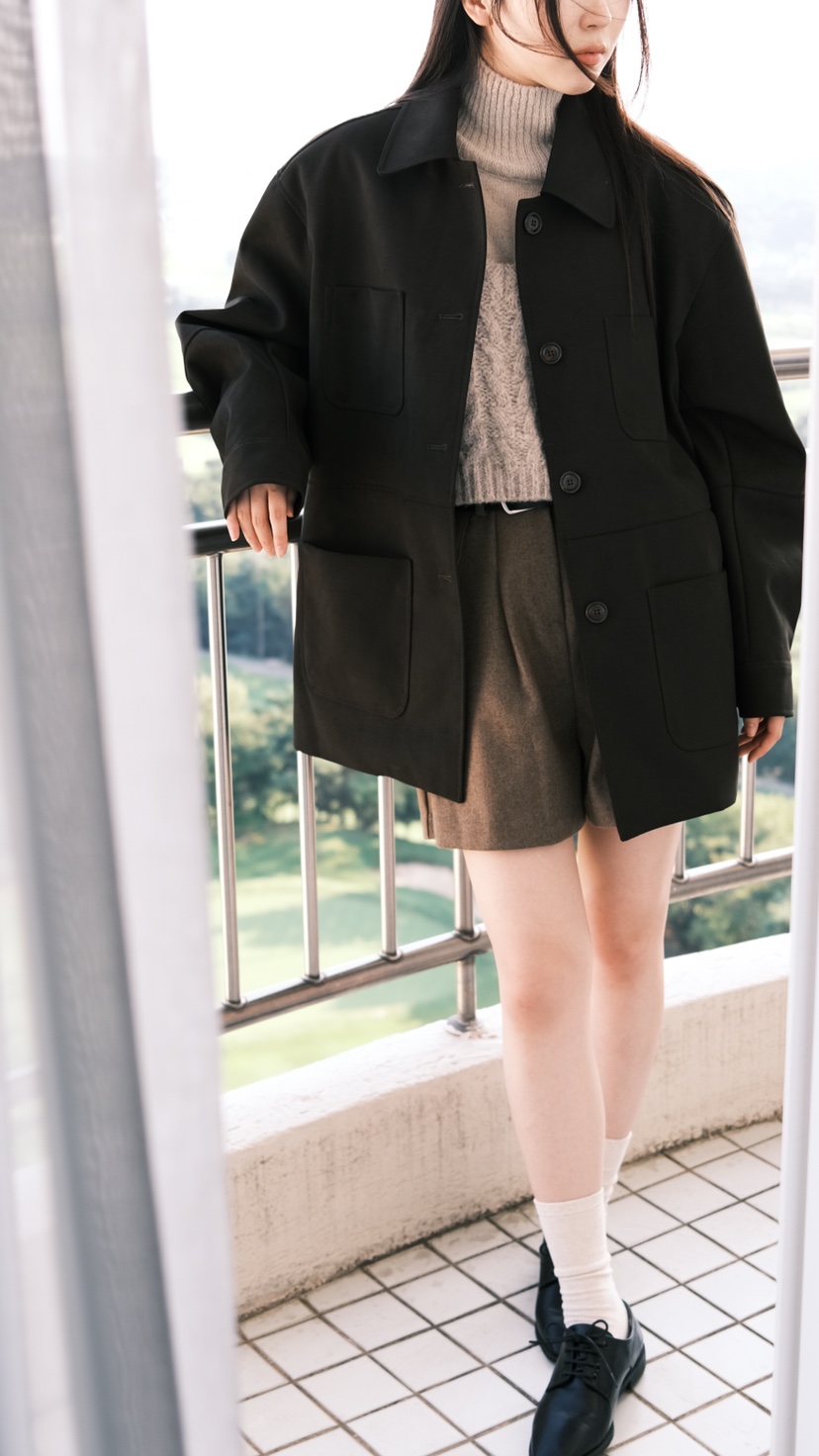 SPREAD直郵韓國代購女裝新款推薦熱賣人氣真品短款大衣絨面革FURE短款大衣