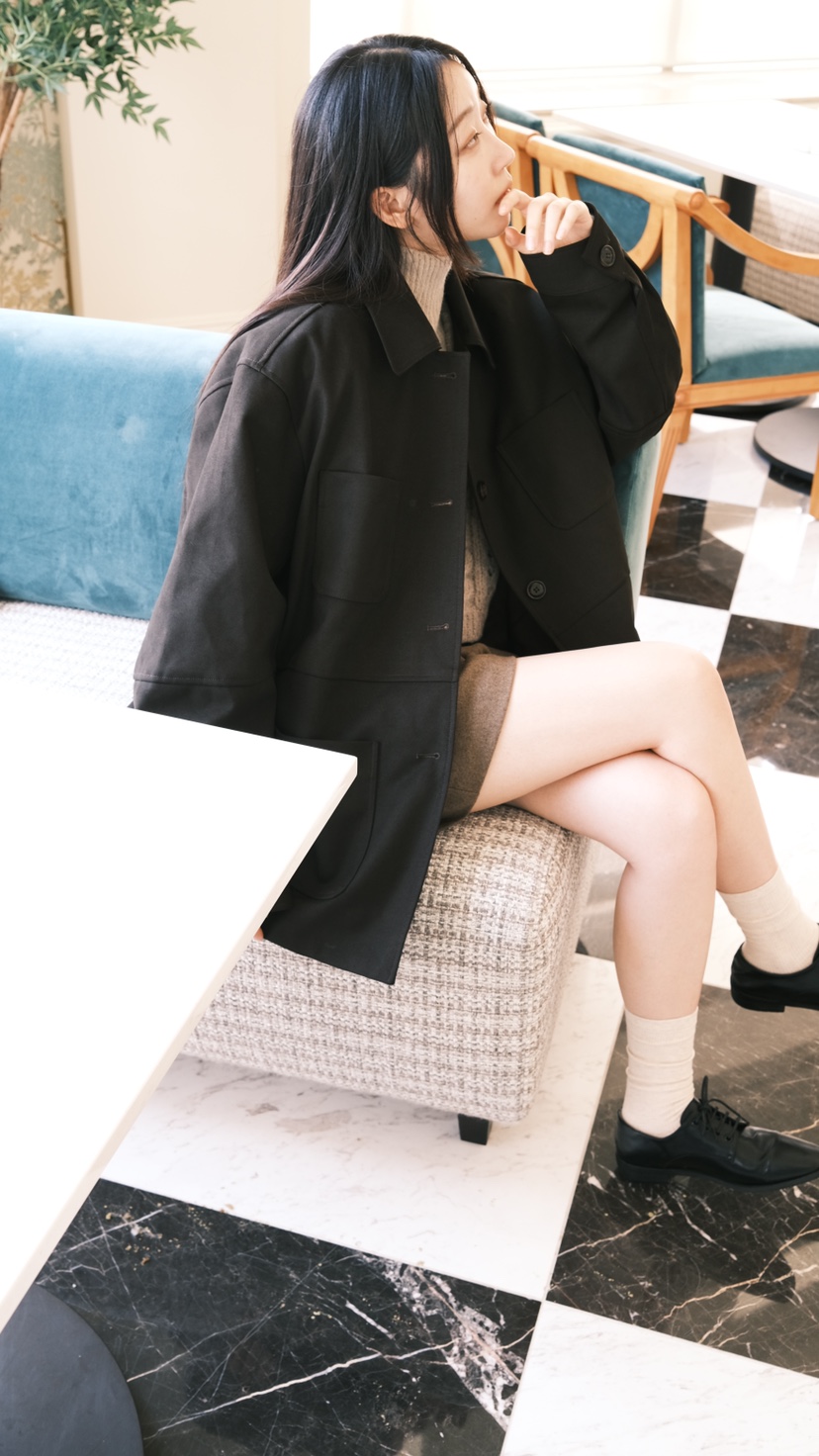 SPREAD直郵韓國代購女裝新款推薦熱賣人氣真品短款大衣絨面革FURE短款大衣