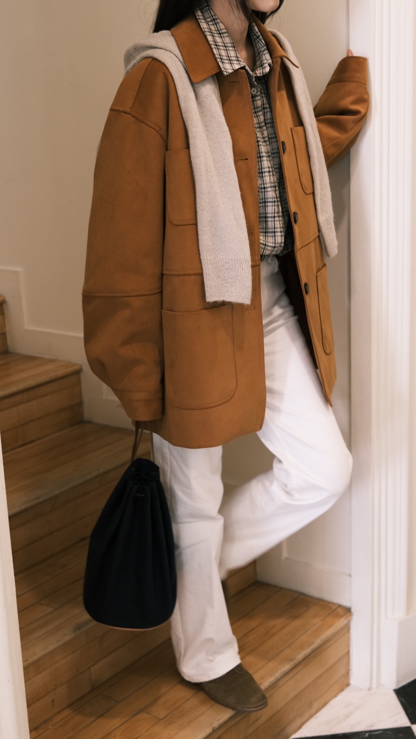 SPREAD直郵韓國代購女裝新款推薦熱賣人氣真品短款大衣絨面革FURE短款大衣