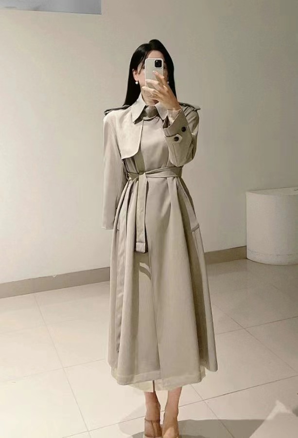 MAYONEZ直郵韓國代購女裝新品職業休閑推薦熱賣長款風衣含腰帶MAYONEZ長款風衣圖色2