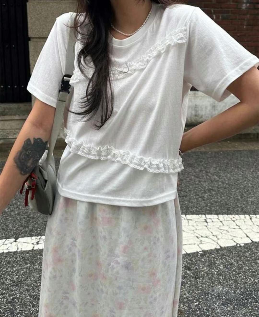 OPENSTANCE韓國直郵東大門代購女裝新款推薦休閑真品T恤荷葉邊OPENSTANCET恤