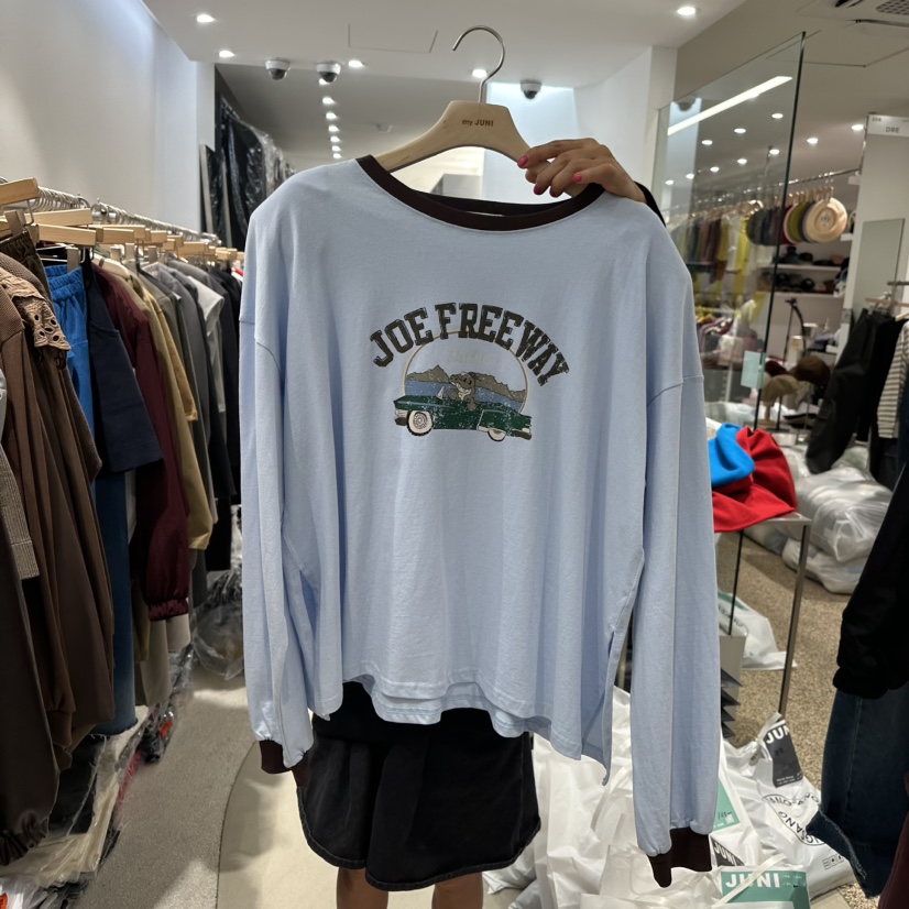 JUNI韓國直郵東大門實拍女裝新品人氣休閑職業時尚24秋冬長袖T恤JUNI長袖T恤圖色2