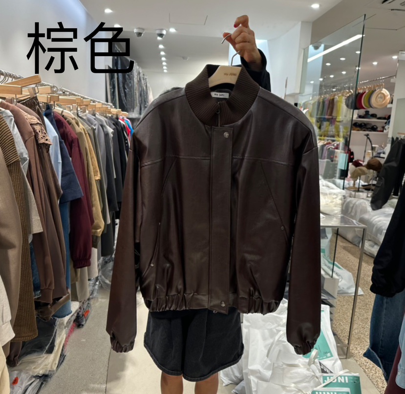 JUNI韓國直郵女裝新款時尚24秋冬熱賣人氣推薦真品夾克皮革JUNI夾克