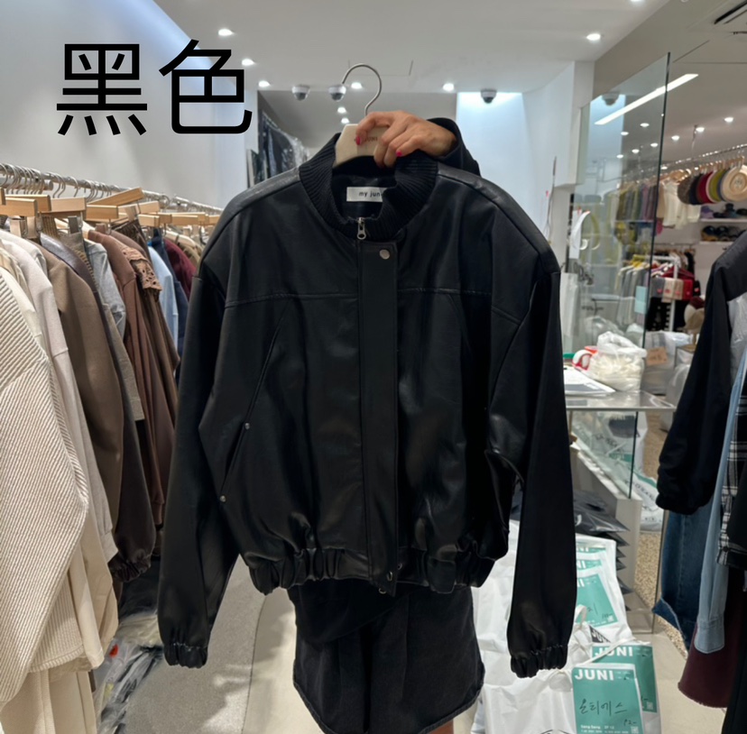 JUNI韓國直郵女裝新款時尚24秋冬熱賣人氣推薦真品夾克皮革JUNI夾克圖色2