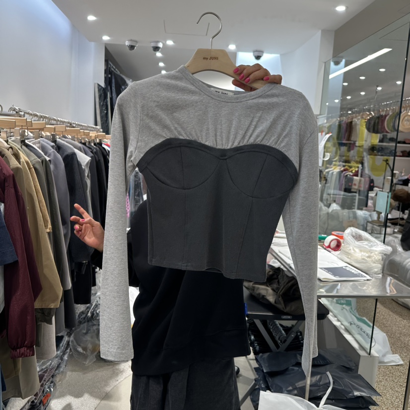 JUNI直郵韓國代購女裝新品人氣職業休閑推薦真品熱賣長袖T恤JUNI長袖T恤圖色2