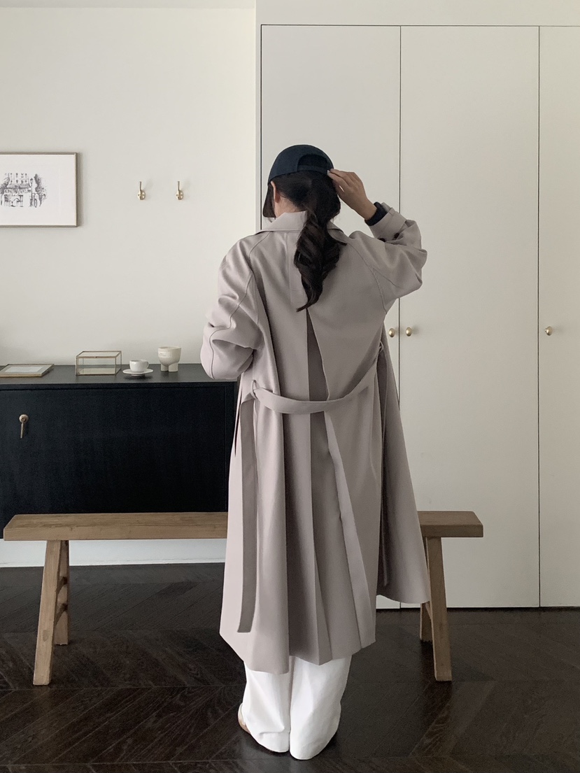 MEIL韓國直郵東大門實拍女裝新款真品職業熱賣長款風衣含腰帶MEIL長款風衣