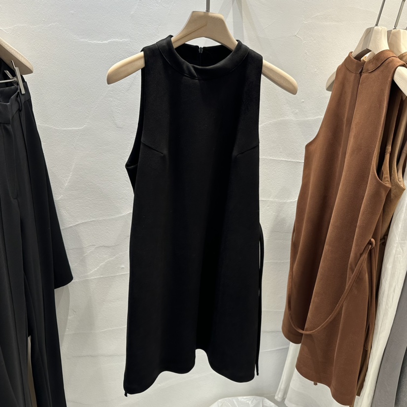BROWN PAPER直郵韓國代購女裝新品休閑連衣裙含腰繩絨面革BROWN PAPER連衣裙圖色3