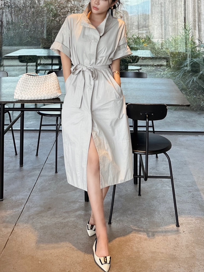 AMOUNT直郵韓國代購女裝新品人氣職業推薦時尚長款風衣含腰帶AMOUNT長款風衣圖色1