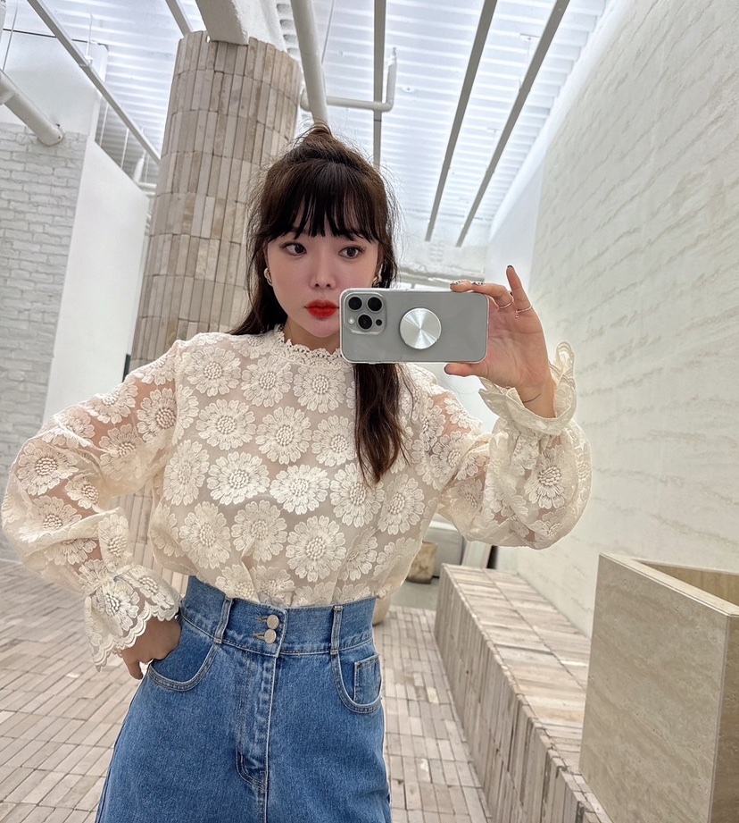 LOVABLE韓國直郵東大門代購女裝新款24秋冬休閑襯衫蕾絲衫LOVABLE襯衫/蕾絲衫