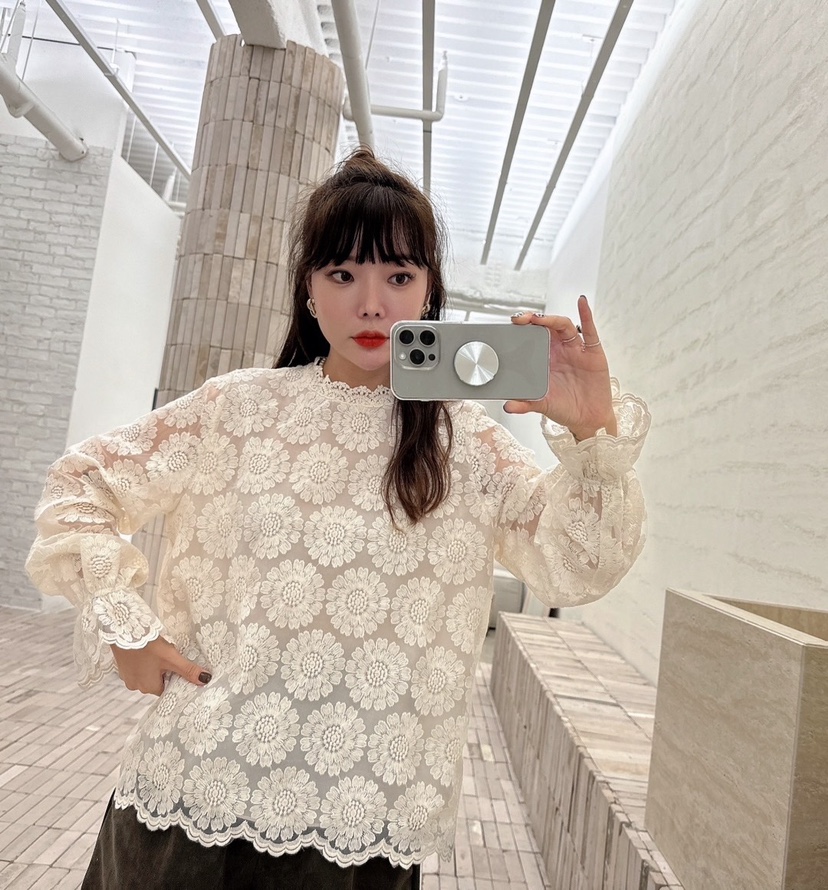 LOVABLE韓國直郵東大門代購女裝新款24秋冬休閑襯衫蕾絲衫LOVABLE襯衫/蕾絲衫