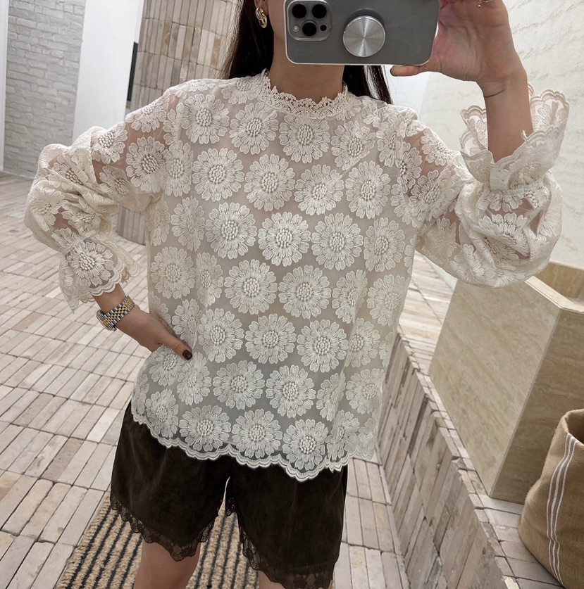 LOVABLE韓國直郵東大門代購女裝新款24秋冬休閑襯衫蕾絲衫LOVABLE襯衫/蕾絲衫