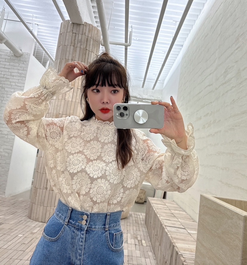 LOVABLE韓國直郵東大門代購女裝新款24秋冬休閑襯衫蕾絲衫LOVABLE襯衫/蕾絲衫